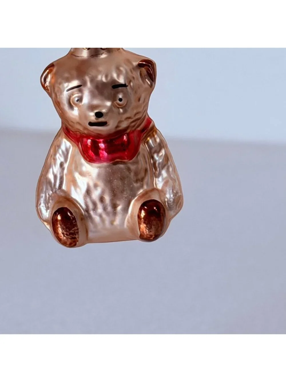 Teddy Bear Blown Glass Ornament Christmas Holiday Small Hand-Painted Vtg Germany